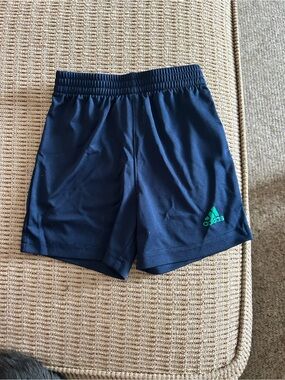 Adidas Boys Navy Shorts with Teal Logo, 2T